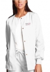 White Unisex Snap Front Warmup Jacket including Embroidered UMass College of Nursing Logo